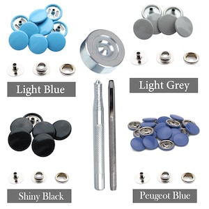 Boutons-pression en métal de 15 mm, 4 pièces avec outil de fixation à la main, durables et légers pour jeans, cuir projets de couture tricot image 3