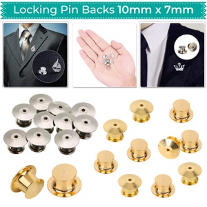 10mm X 7mm Locking Pin Backs Locking Clutch Secure Pin Back for Jewelry  Brooches Fastening Clasps, Name Badge Keepers Hooks Crafts, DIY 