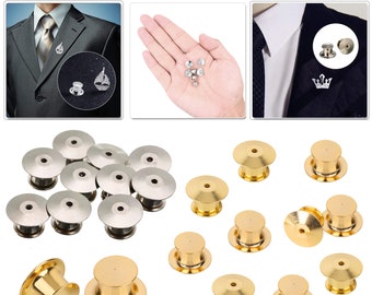 Silver Locking pin Backs / 10mm x 7mm Locking Clutch | Secure Pin Back | Badge Books | Arts & Crafts
