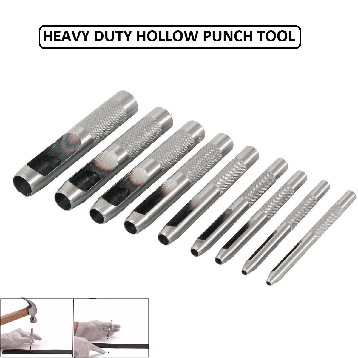 6 Sized Heavy Duty Leather Hole Punch Tool Set (3 Pieces