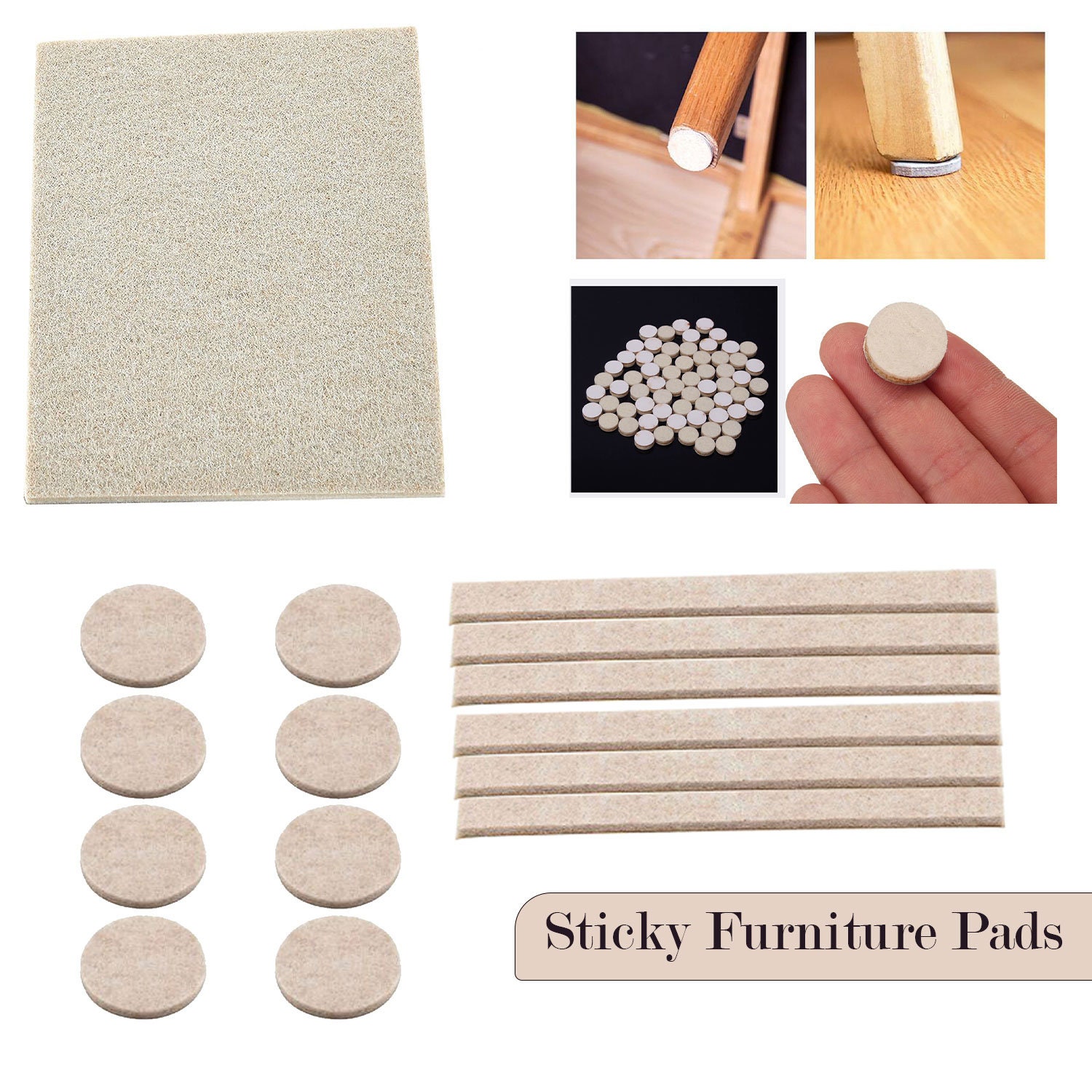 Furniture Pads Floor Protectors Felt Pads for Chair Legs, Rubber Feet for  Door Handle Protect Wood Floors Home Crafts Decoration 