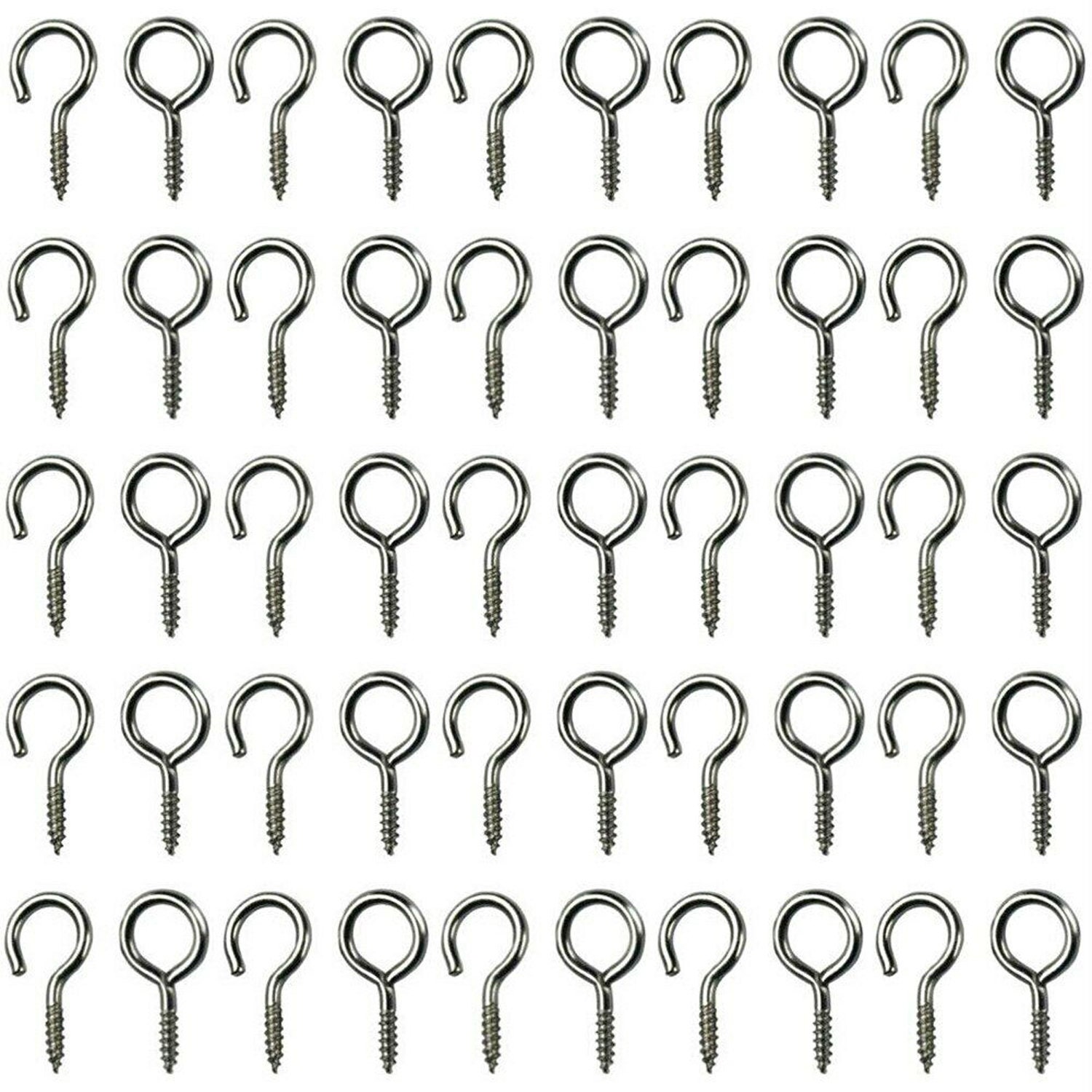 Hooks and Eyes for Net Curtain wire silver Metal Chrome Screws Hook & Eye Voile 