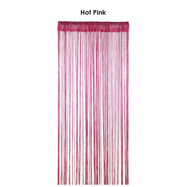 Glitter String Curtain Panels Door Fly Screen Room Divider Voile Net Curtains, Door Curtain fly, Windows, Home Decor, Event Decoration Hot Pink