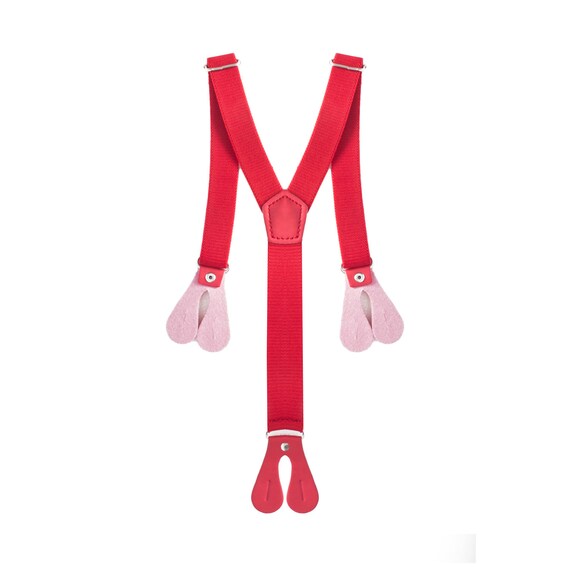20mm Wide Boys Elasticated Braces Navy with Beige Stripe Button Hole Suspenders