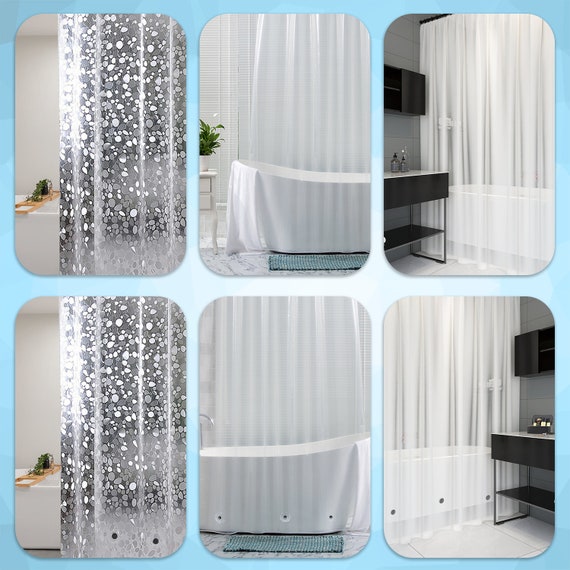 71 x 71 Inch KAV | 100% Polyester Shower Curtain Bath Curtain Mould and Mildew Resistant Water Repellent Shower Liner for Bathroom Solid White 180 x 180 cm Cobble Stone With Pink 