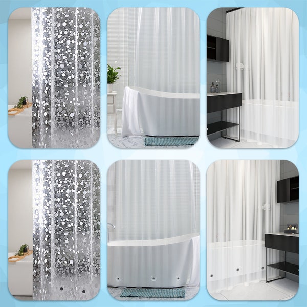 Shower Curtains for Bathroom, Mildew and Mould Resistant Bath Curtain with 12 Hooks and Bottom Magnet Bathroom Home Accessories