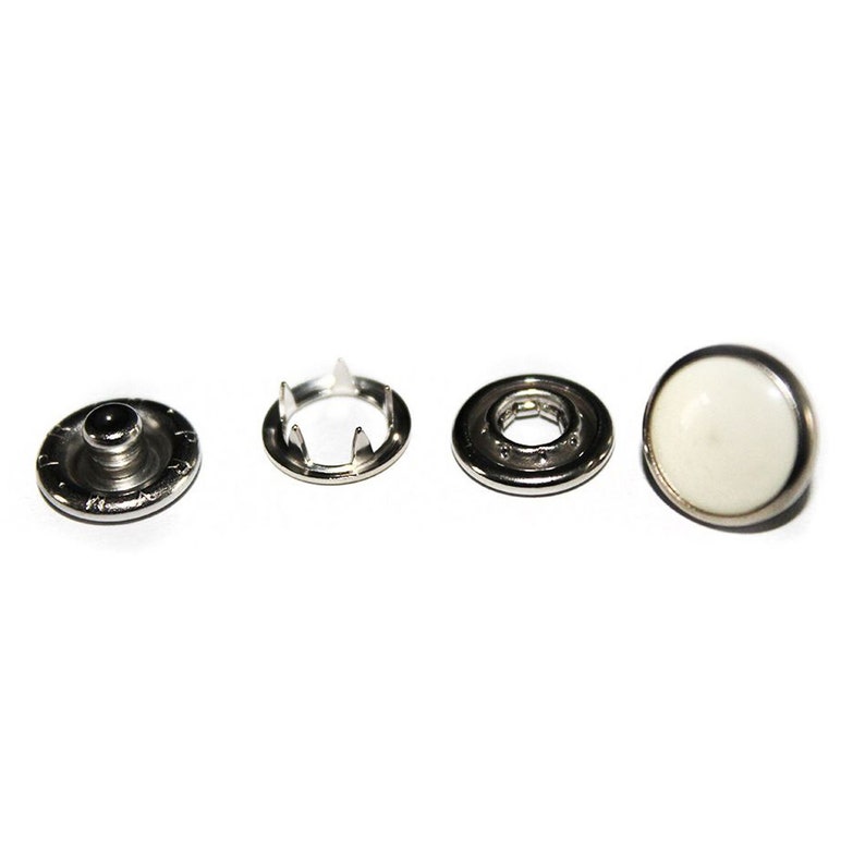 Boutons pression blancs nacrés Poppers Prong Ring Press Studs pour l'artisanat, la couture, bavoir bébé image 4