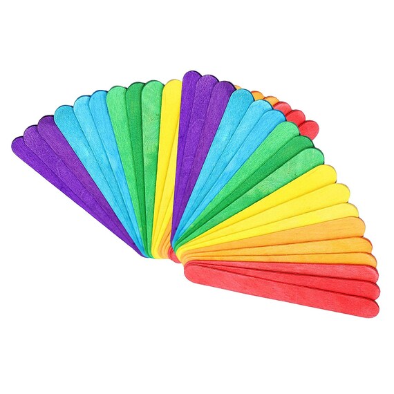 Jumbo Natural Wooden Lolly Sticks Plain/Colored for Making Labels Crafts Models 