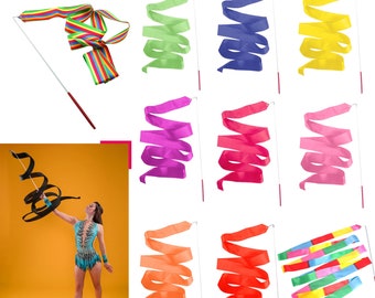 Rubans de gymnastique rythmique avec baguette de danse tournoyante pour enfants, danse artistique, cadeaux d'anniversaire pour fille, activités amusantes