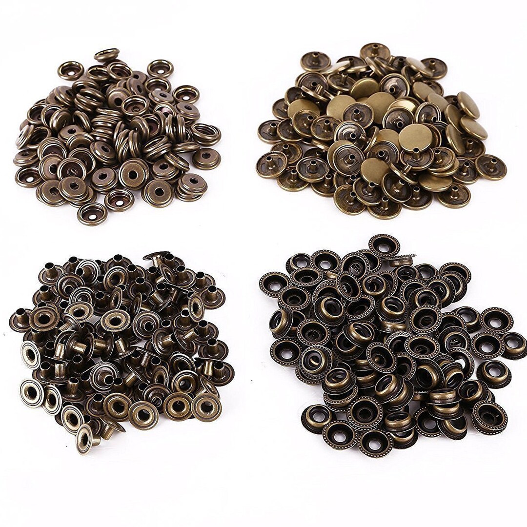 12mm Press Studs 4 Part Snap Fasteners Nosew Metal Snap Buttons for Sewing Repair Clothing, DIY