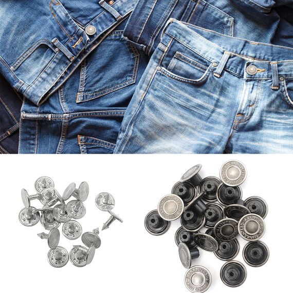 14mm Shiny Gunmetal Jeans Buttons With Pins Replacement Snap Fasteners for  Jackets, Clothes, Trousers, Sewing Knitting, Embellishments 