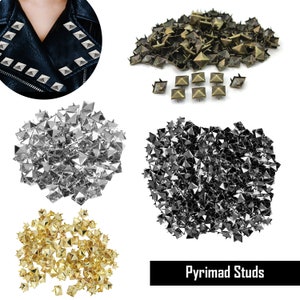 Nail Head Studs Pyramid Punk Rivets Square Metal Nail head Studs for Clothing, Leather Work, DIY Craft Embellishment, Bags, Decoration