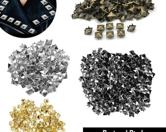 Nail Head Studs Pyramid Punk Rivets Square Metal Nail head Studs for Clothing, Leather Work, DIY Craft Embellishment, Bags, Decoration