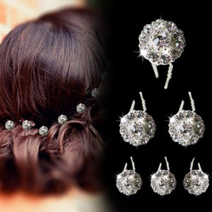 10pcs Diamante Rhinestones Clear Crystal Bridal Hair Pins Wedding Prom Hair Pins Clips Diamante Sparkle Wedding Bridesmaids Rhinestone image 8
