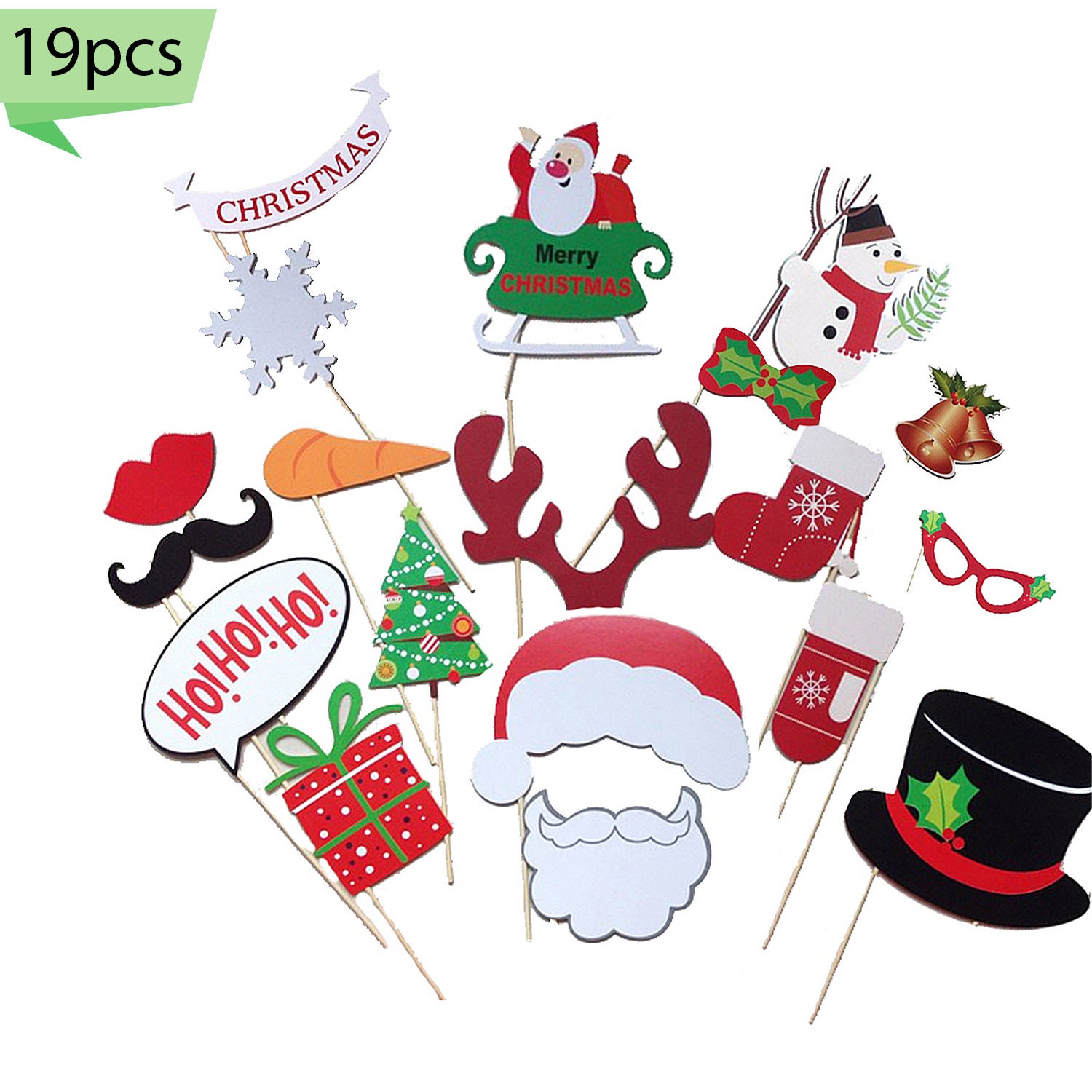 Christmas Photo Booth Props Stick Mustache Lop on A Stick Etsy UK