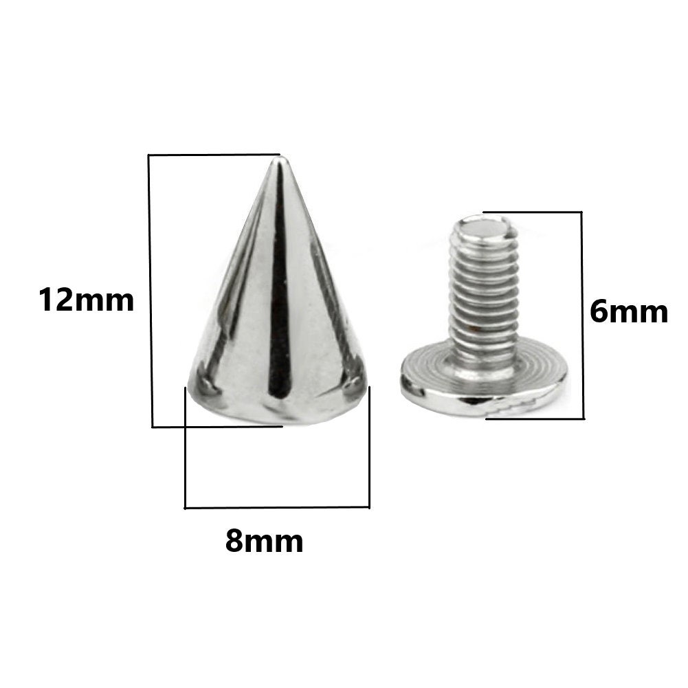 300 Pcs Silver Cone Studs, Cone Spikes Screwback Studs Metal Spikes Punk Studs for Clothing, Jacket Studs, DIY Leather Craft by HNBun 7x10mm