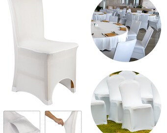 Chair Covers White Polyester Spandex Stretch Chair Cover Dining Chair Covers for Wedding, Birthday, Banquet, Dining Event, Party Decoration