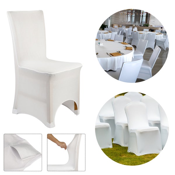 Chair Covers White Polyester Spandex Stretch Chair Cover Dining Chair Covers for Wedding, Birthday, Banquet, Dining Event, Party Decoration