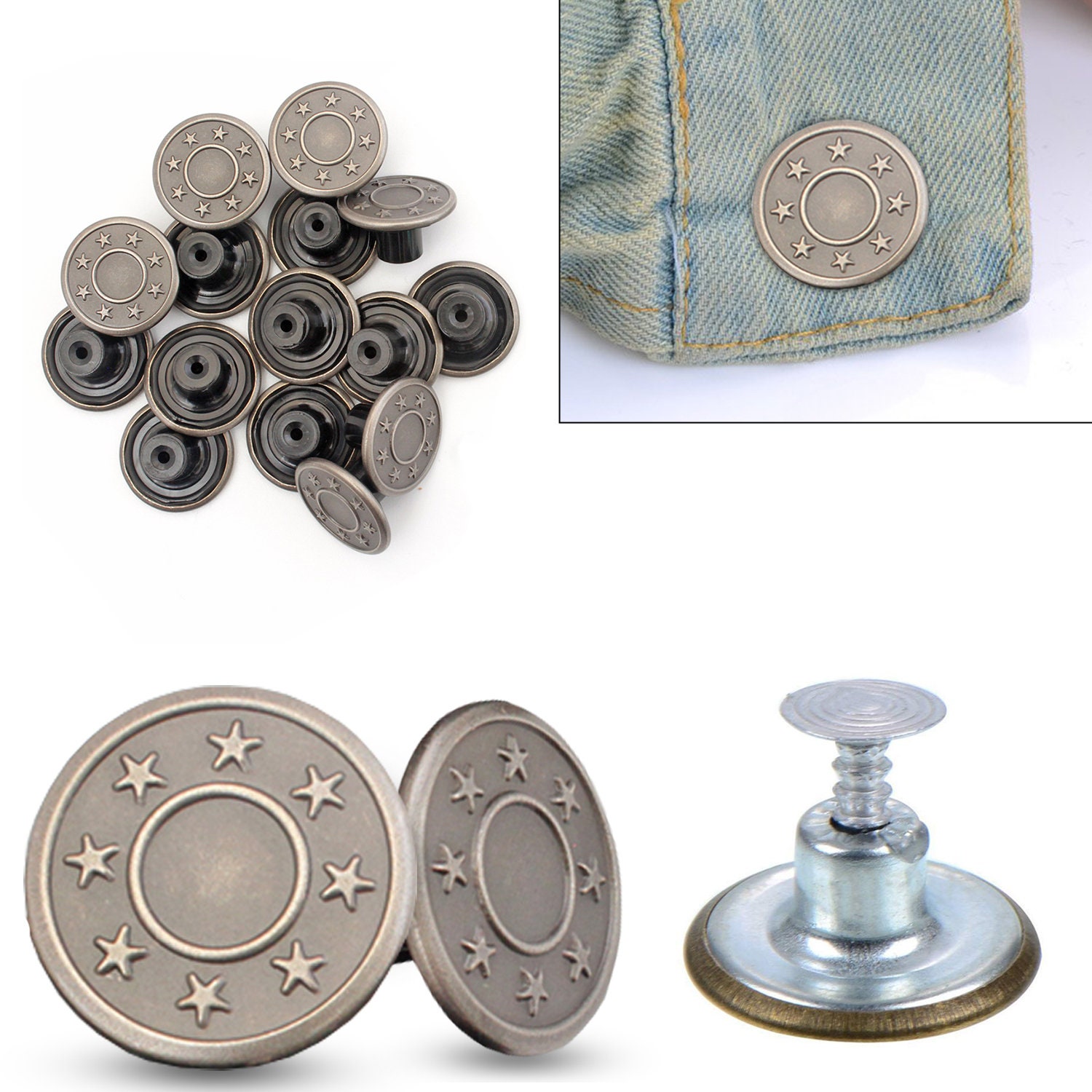 Trimming Shop Metal Cap Stars Design Jeans Button with Aluminium