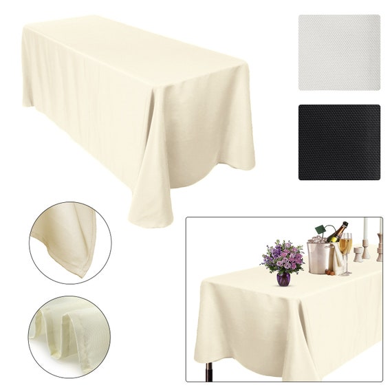 Blanc Noir Ivoire Polyester Table Tissu Housse Mariage Fête