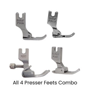 Presser feet Assembly for Standard Industrial Sewing Machines, Genuine Susur Presser Foot, Compatible with Brother, Singer, Juki and more All 4 Combo Set