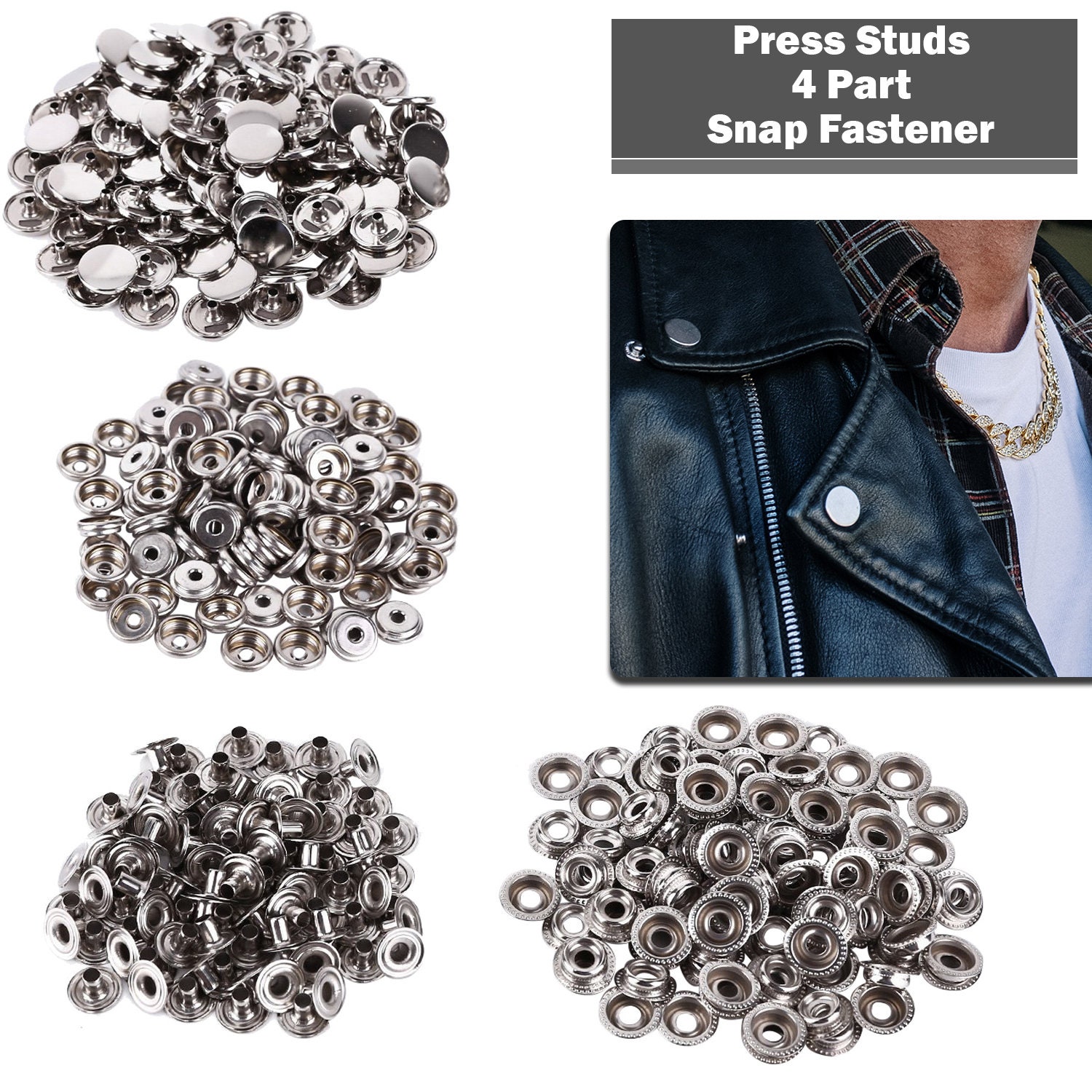 12mm Silver Press Studs 4 Part Heavy Duty Snap Fasteners For Etsy