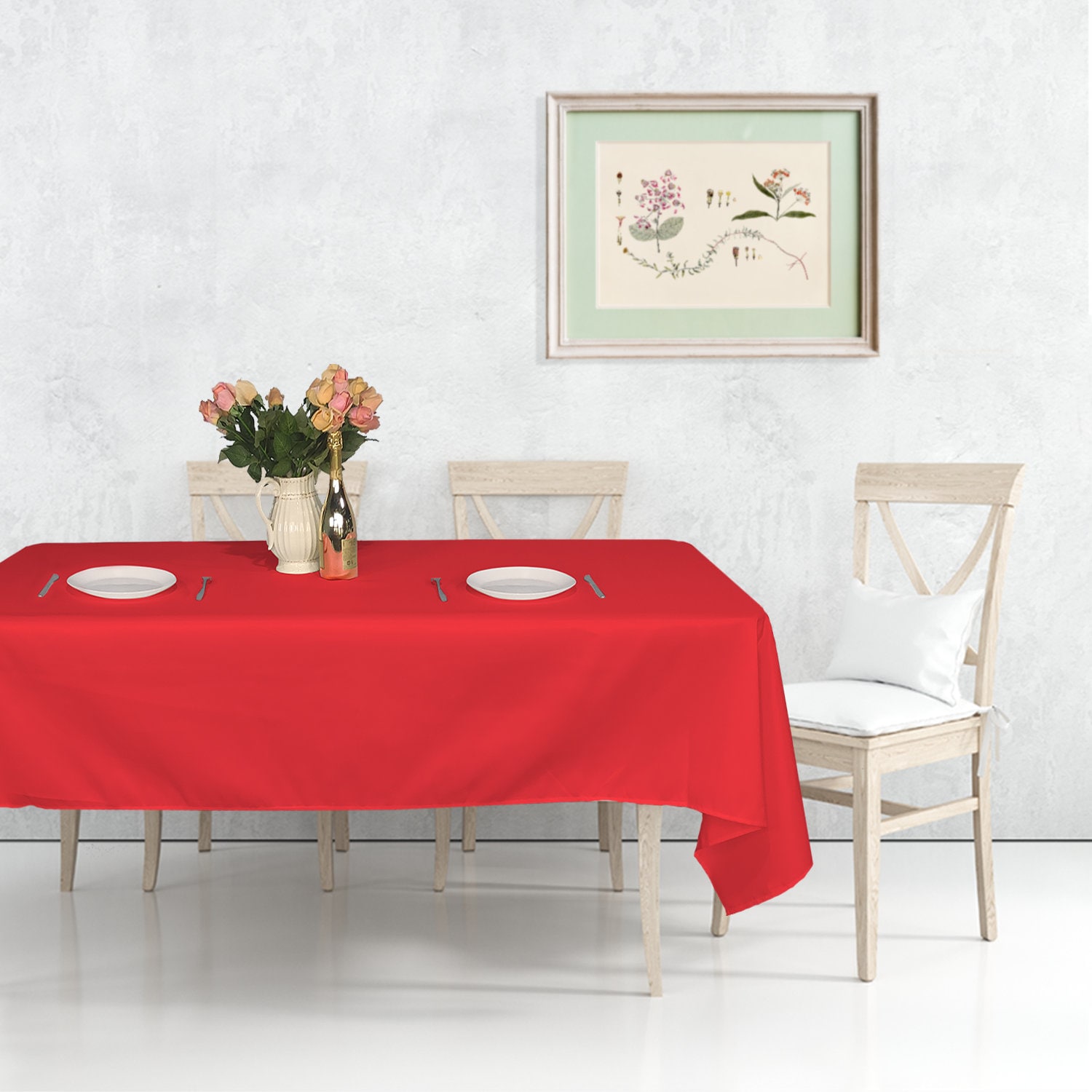 Rectangle Plain Table Cloth Polyester Wedding Dining Tableware Linen 70 x 144