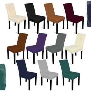 Juego de 6 fundas para sillas de comedor, diseño rústico de madera vieja,  diseño a cuadros rojos y blancos, fundas protectoras para sillas Parsons