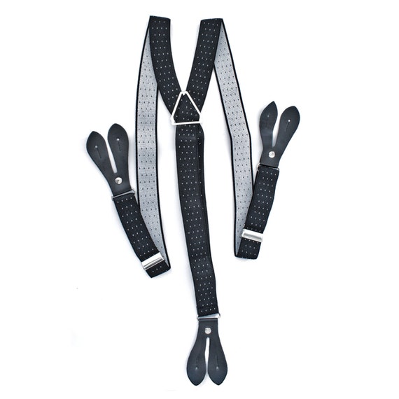35mm Mens Braces Dot Wide Suspenders Elastic in Black Trousers Jeans Unisex