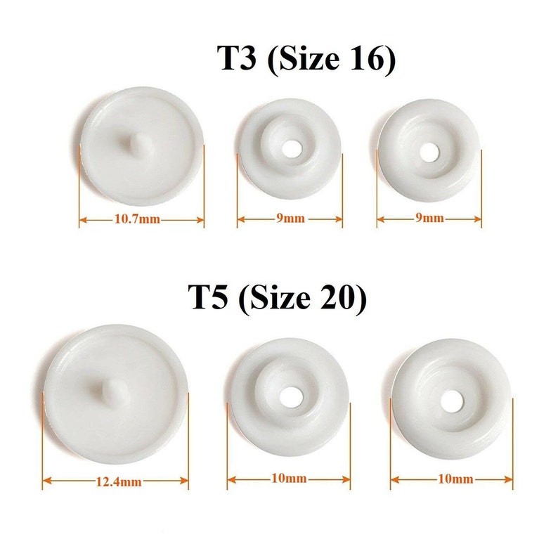 T3 T5 Genuine KAM Snaps Black White Plastic Push Button Etsy UK