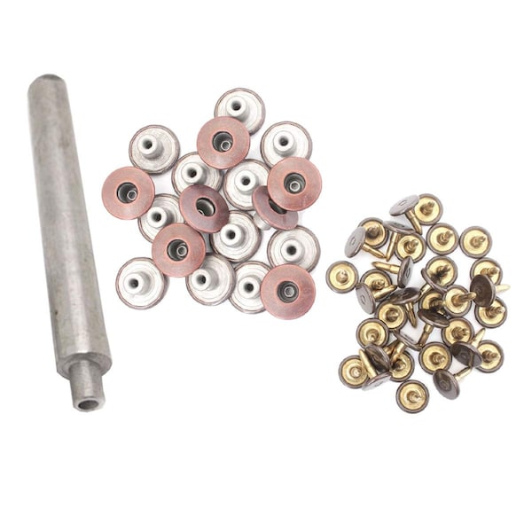 14mm Jeans Fastener Buttons Pins Back Hammer and Hand Tool with Back Pins Rivet for Clothing Repairing Denims Jackets Skirt Copper DIY Craft