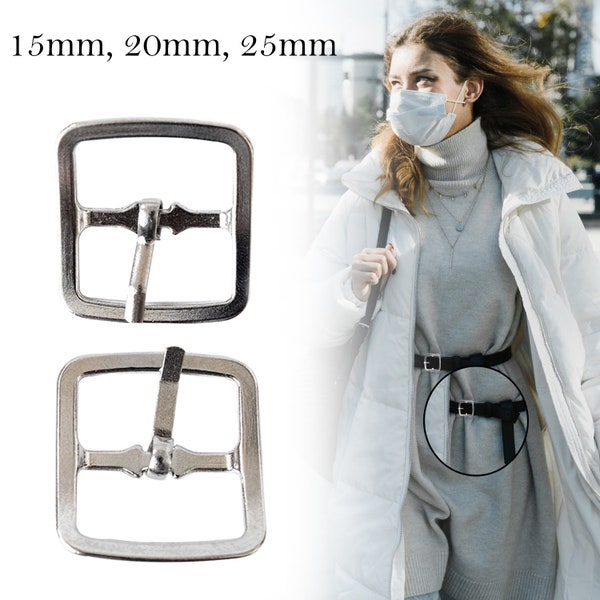 15mm/20mm/25mm 2pcs Metal Roller Buckles Metal Shoe Buckles Fine Square Metal Buckles Belts Hardware Pin Buckles for Making Handbag Backpack