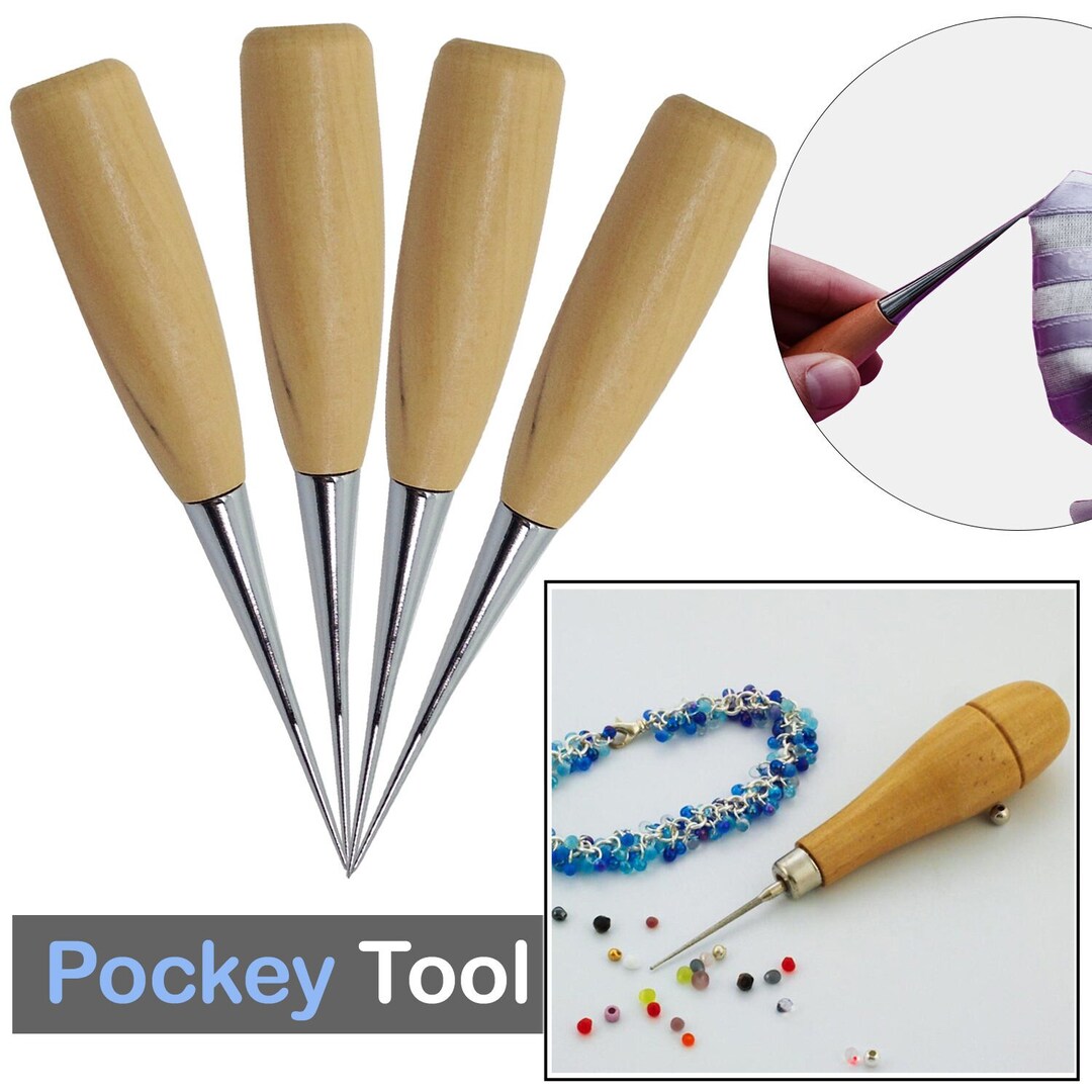 Handmade Awl With Wooden Handle Spiked Metal Tool for Indenting Pointed