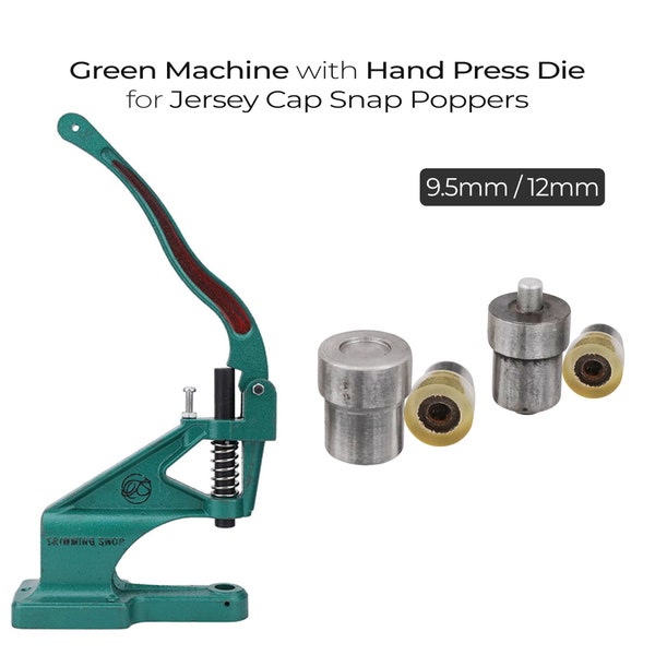 Jersey Cap Snap Poppers Fixing Die Set with Green Hand Press Machine for Kid's Wear, Baby Bibs, DIY Projects, Leathercrafts, Clothing Repair