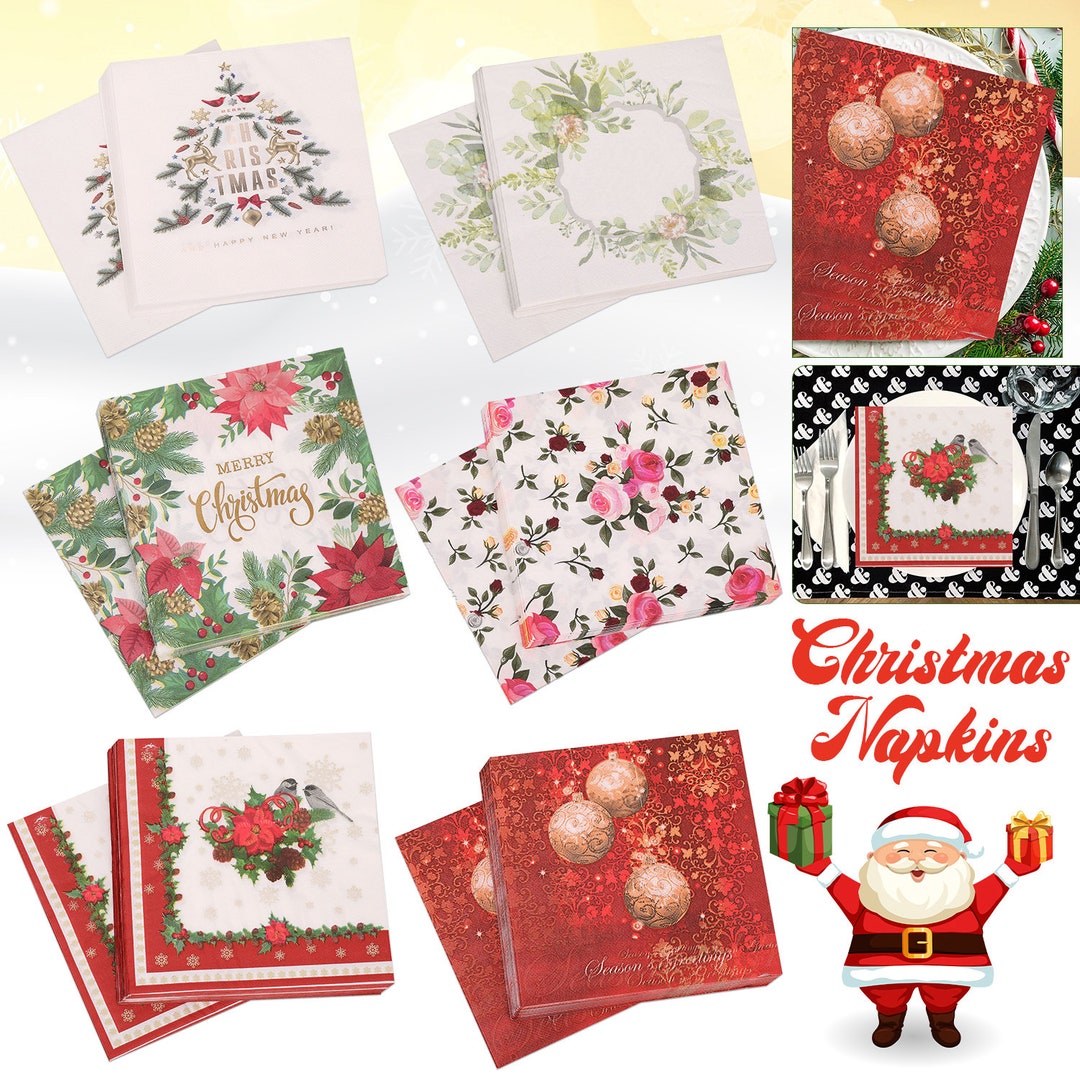 Christmas Pattern Disposable Paper Napkins Party 2 Ply Napkins Holiday