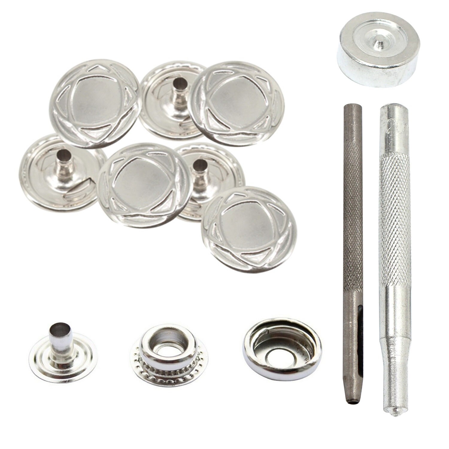 4 Part 15mm Large Press Studs 3 Part Hand Fixing Tool for DIY Etsy