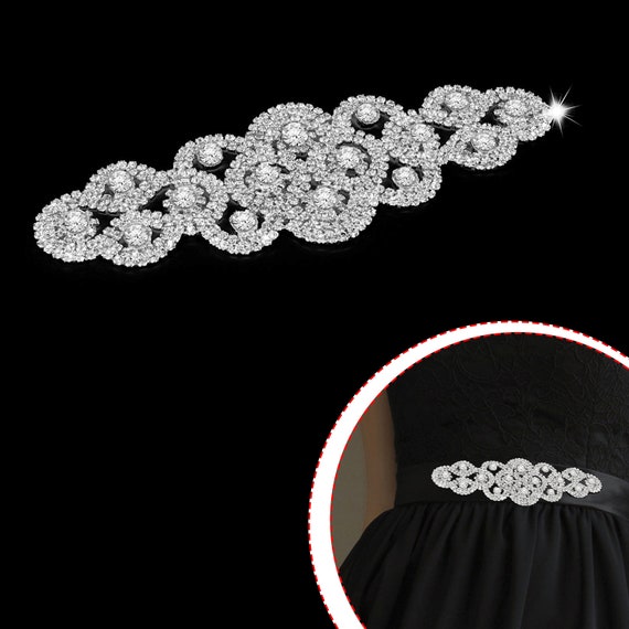Diamante Motif Sew On Sparkling Crystals Rhinestone Applique Wedding Dress Patch