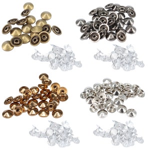 Punk Spike Low Cone Studs With Pins Rivets Brass DIY Jacket Leather Craft 100pcs