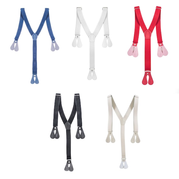 Braces Navy Button Hole Wide Suspenders Adjustable Elastic Trousers 20mm