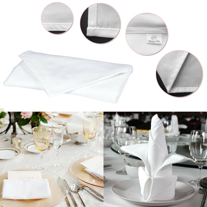 Plain Polyester Cotton Table Napkins Lightweight Wedding Function Parties Events