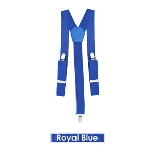 Mens 35mm Suspender Braces Clip ajustable en Y Shape Suspender Pantalones Elastic Plain Classic Royal Blue