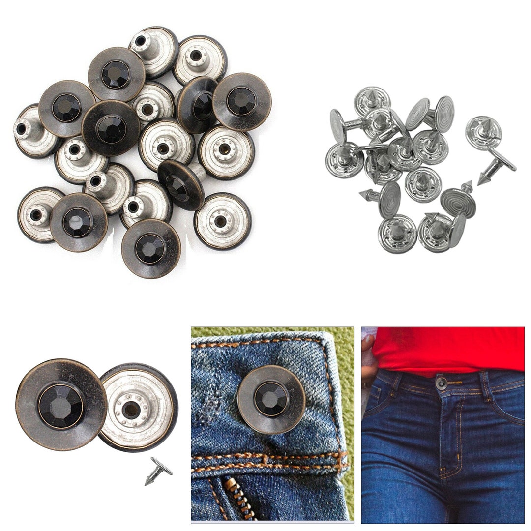 17mm Brass Jeans Button, Adjustable Tack Fastener Buttons With Back