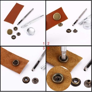 Boutons-pression en métal de 15 mm, 4 pièces avec outil de fixation à la main, durables et légers pour jeans, cuir projets de couture tricot image 10