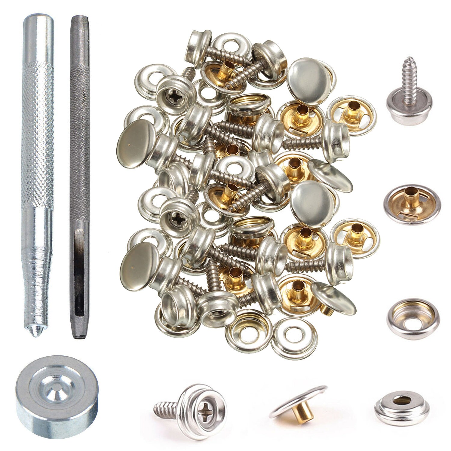 15mm Silver Heavy Duty Press Studs Snap Fasteners With Screw 3 Etsy