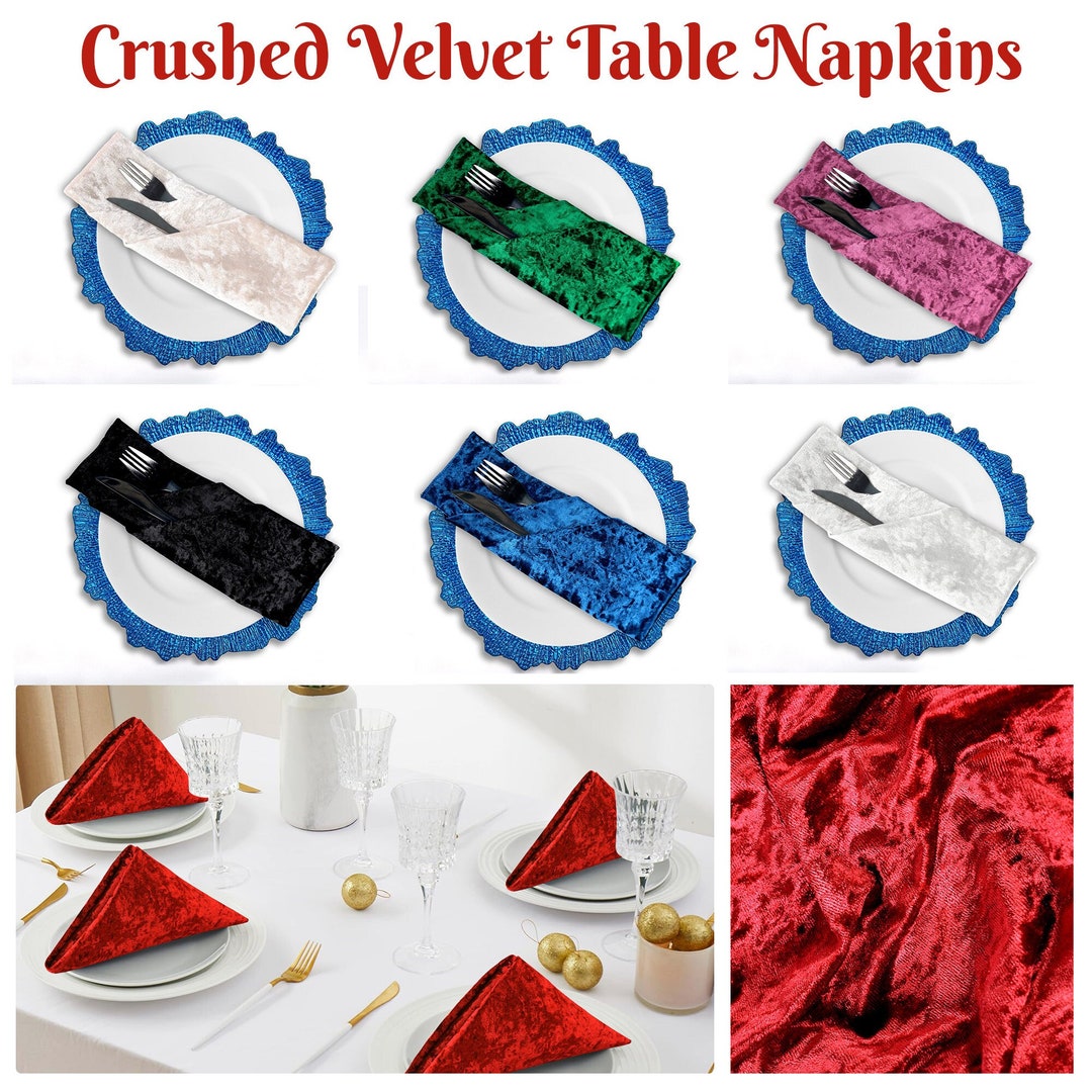 Crushed Velvet Table Napkins Hemmed Edges Dining Table Etsy