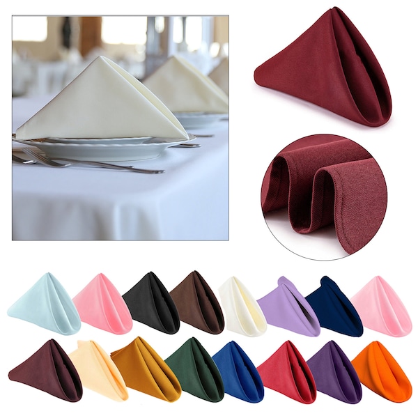 20 x 20Inch Polyester Dinner Napkins Table Napkins Washable Reusable Cotton Polyester Napkin for Hotel Lunch Wedding Banquet Event Parties