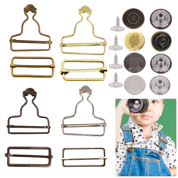 Dungaree Clips / Overalls Buckle With Adjustable Triglides Slider Roller  Pin Buckles and Button for Belt Bags DIY Accessories 