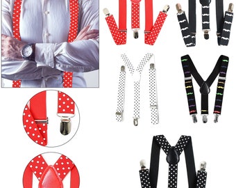 25mm Mens Braces Suspender Y en forma de elástico ajustable con Clips pantalón vestido de lujo