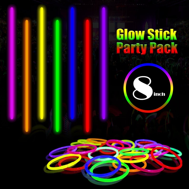 8 Glow Sticks With Connectors Mega Party Pack For Etsy