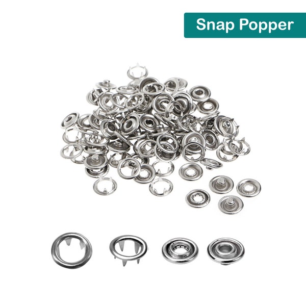 9,5 mm Silber Messing Snap Poppers Befestigungselemente Zinkenring Druckknöpfe für Babygrows, Lätzchen, Kinderbekleidung, DIY-Projekte